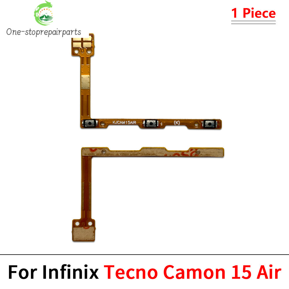 10Pcs, Power On Off Volume Side Button Key Flex Cable For Tecno Camon 15 16 17 18 19 20 30 Pro Air Neo 4G 5G Tecno phone repair parts