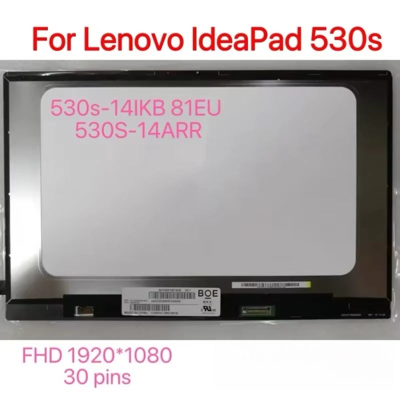 14.0" FHD 1920x1080 LCD Screen for Lenovo IdeaPad 530s 530s-14IKB 81EU 530S-14ARR, Laptop Display Panel Replacement, 30-Pins Lenovo laptop repair parts
