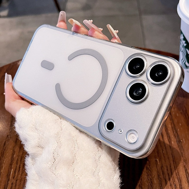 Ultra-thin ice mist magnetic suction for iPhone 17promax mobile phone case New iPhone16 skin matte fine hole all-inclusive protective case 15pro semi-transparent anti-drop case Phone accessories