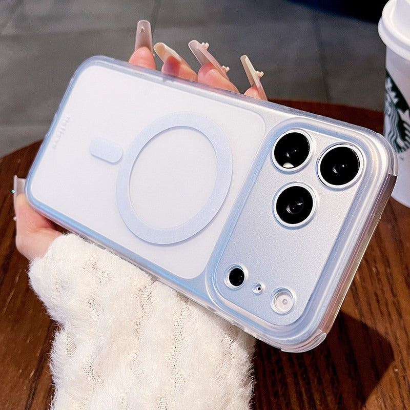 Ice mist matte magnetic suction for iPhone 17promax mobile phone case New iPhone16 transparent silicone soft edge matte magnetic suction protective case 15pro button all-inclusive protection Phone accessories