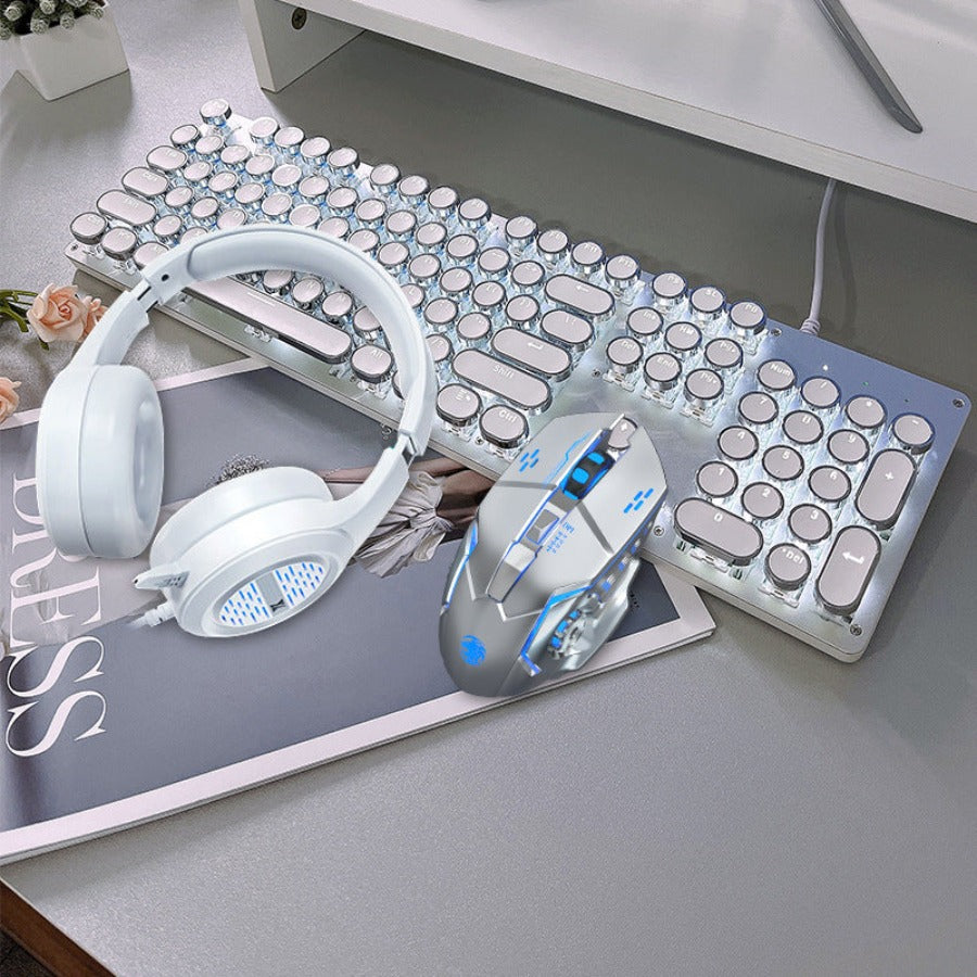 E-sports wired mechanical keyboard Metal keycap Mechanical axis keyboard and mouse headset Punk game keyboard and mouse