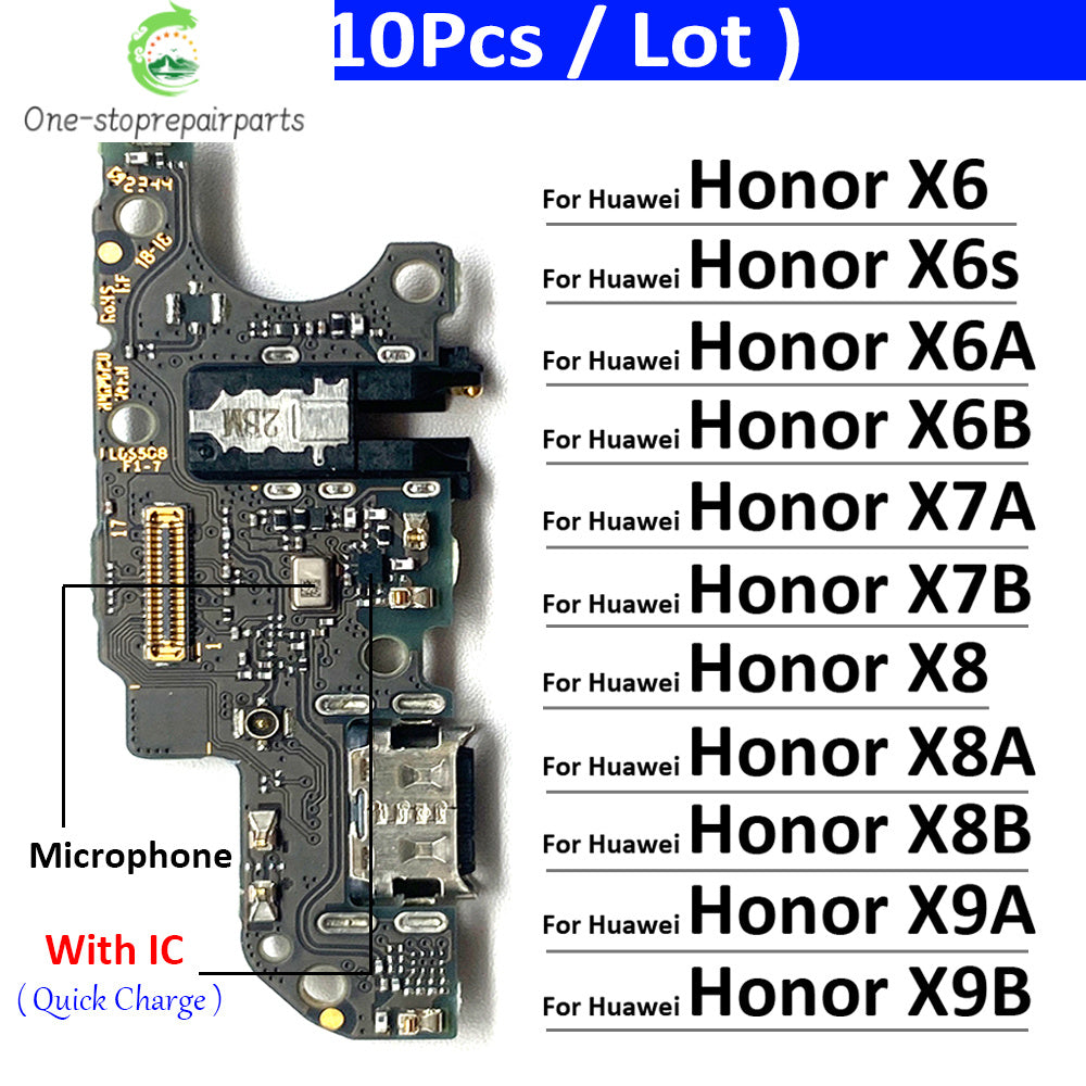 10Pcs, USB Charge Port Dock Connector Charging Board Flex Cable For Huawei Honor X6 X6s X6A X6B X7A X7B X8 X8A X8B X9A X9B 4G 5G   Huawei phone repair parts