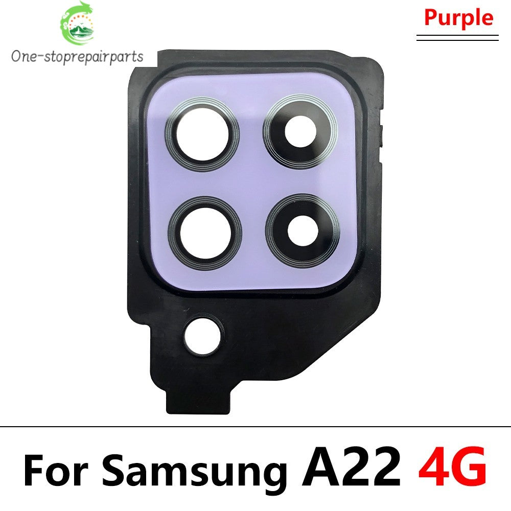 10Pcs/Lot, Housing Back Rear Camera Glass Lens Cover Frame Holder For Samsung A22 4G 5G A225F A226B Samsung phone repair parts