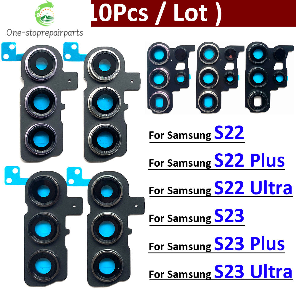10Pcs/Lot, Rear Camera Glass Lens Back Camera Glass Cover Frame For Samsung S22 S23 Plus Ultra Replacement Parts Samsung phone repair parts