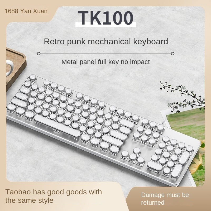 E-sports wired mechanical keyboard Metal key cap Mechanical shaft keyboard mouse headset Punk game keyboard mouse