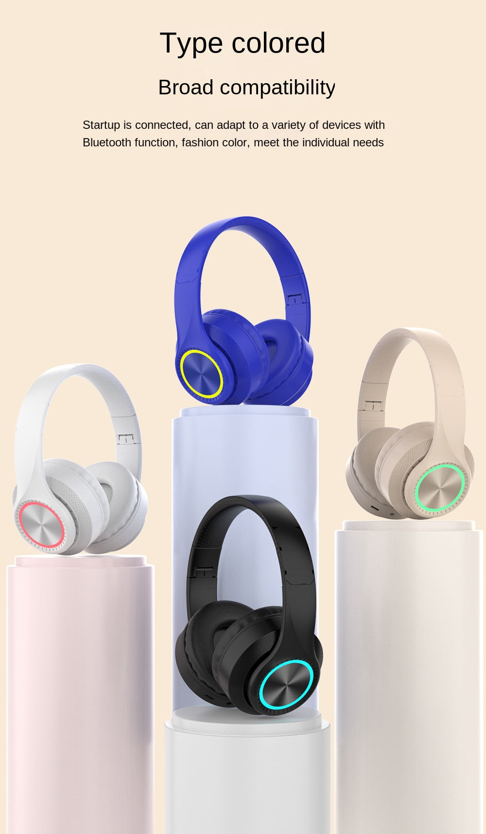 Accessories Removable microphone RGB light noise reduction CD pattern large earmuffs protein headset Bluetooth wireless gaming headset