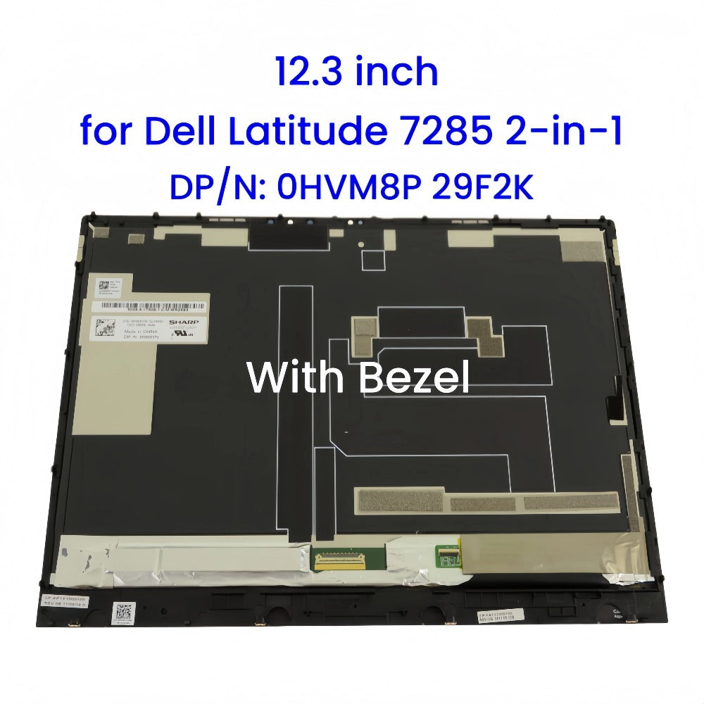 Original 12.3" 2880×1920 Touch LCD Screen Assembly w/Bezel Replacement for Dell Latitude 7285 2-in-1 LQ123Z1JX31 0HW8YN 29F2K Dell laptop repair parts