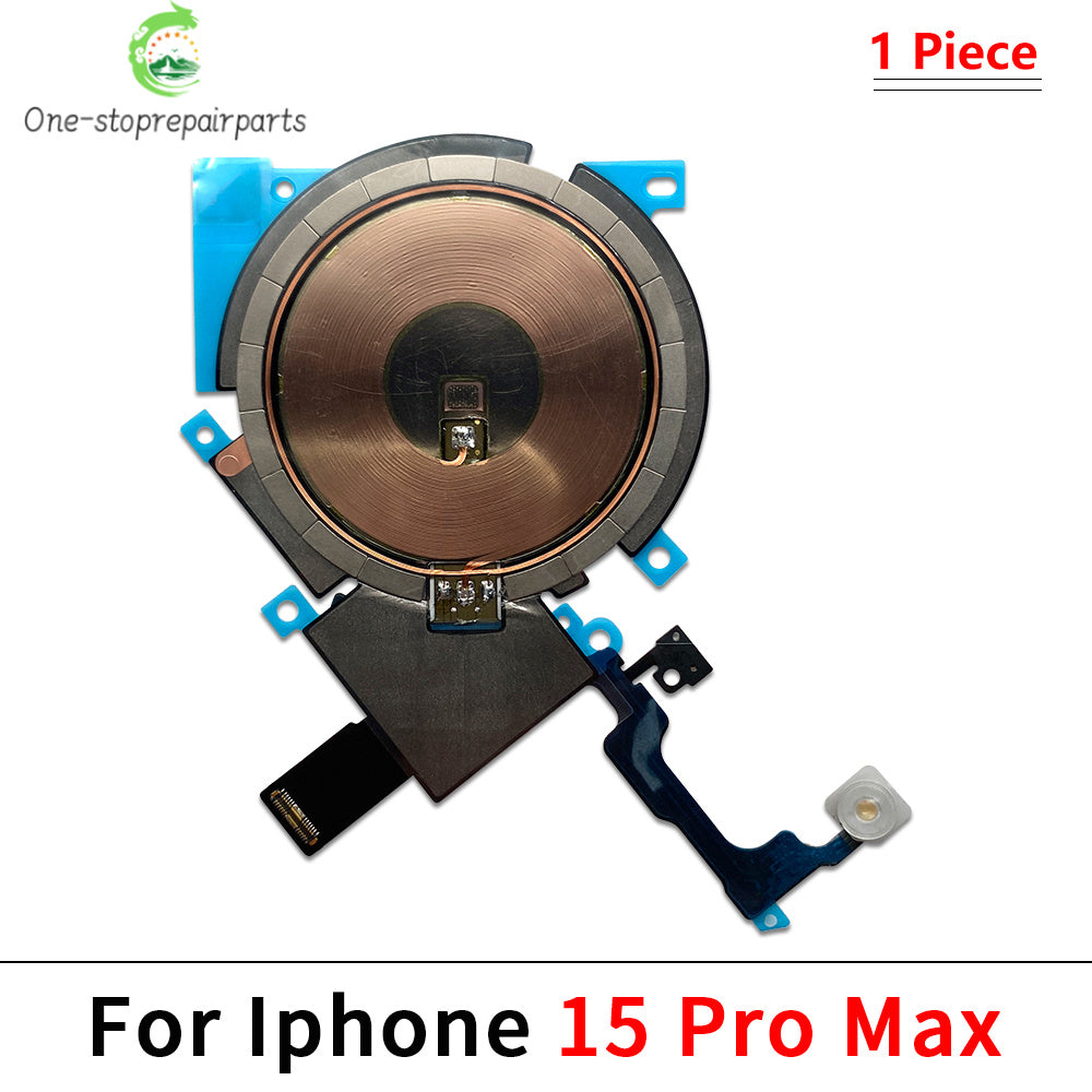 Wireless Charging Coil Sticker With Power Volume Flex Cable For iPhone 11 12 13 14 15 Pro Max Wireless Charger Panel iPhone phone repair parts