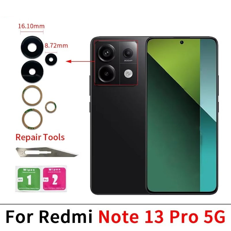100Pcs, Back Rear Camera Glass Lens For Redmi Note 10 10s 11 12 13 Pro Plus 4G 5G With Adhesive Sticker Samsung phone repair parts