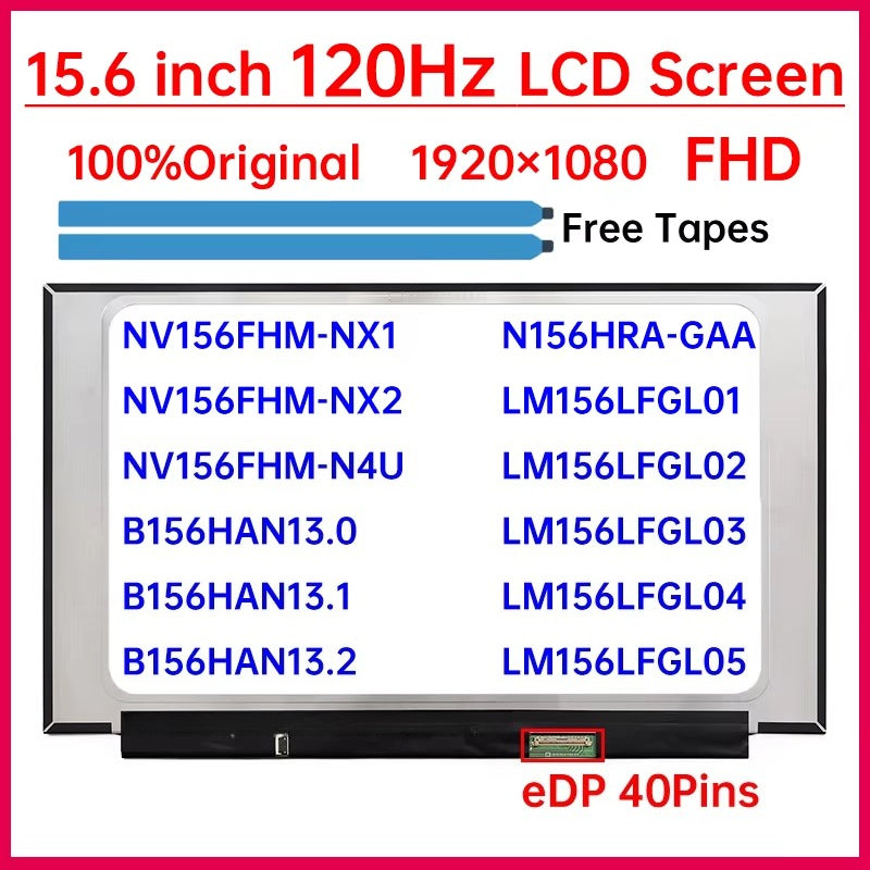 15.6" 120Hz Laptop LCD Screen For Dell G15 G5505 G5510 G5511 G5515 ASUS FX505 FX531 FX571 FX95G FX90J VX60G Display Matrix Panel Dell laptop repair parts