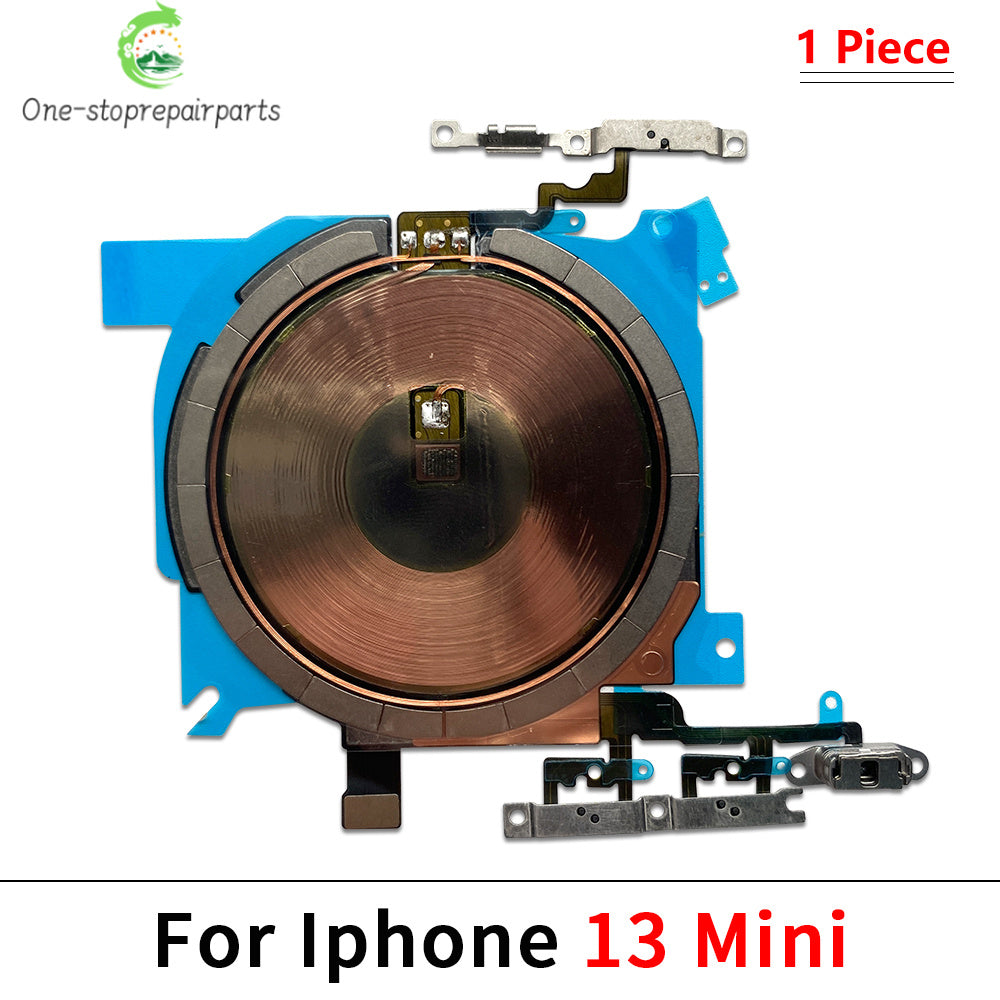 Wireless Charging Coil Sticker With Power Volume Flex Cable For iPhone 11 12 13 14 15 Pro Max Wireless Charger Panel iPhone phone repair parts