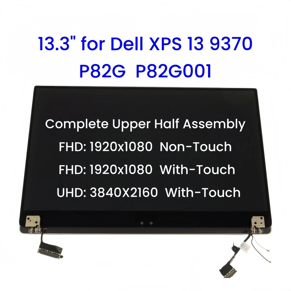 13.3" for Dell XPS 13 9370 9370 P82G P82G001 Complete Upper Half LCD Touch Display Screen Assembly Replacement Dell laptop repair parts