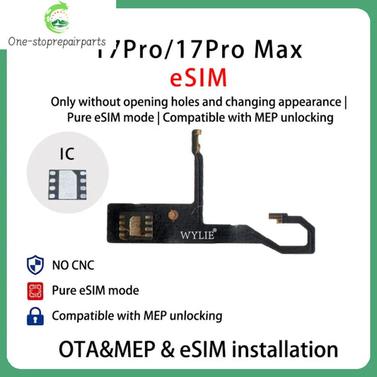 WYLIE SIMHUB eSIM Only Solution Flex Cable for iPhone 17 Pro Max 16 15 Plus No CNC No Physical SIM Support iOS 27 Beta System Professional Repair Tools