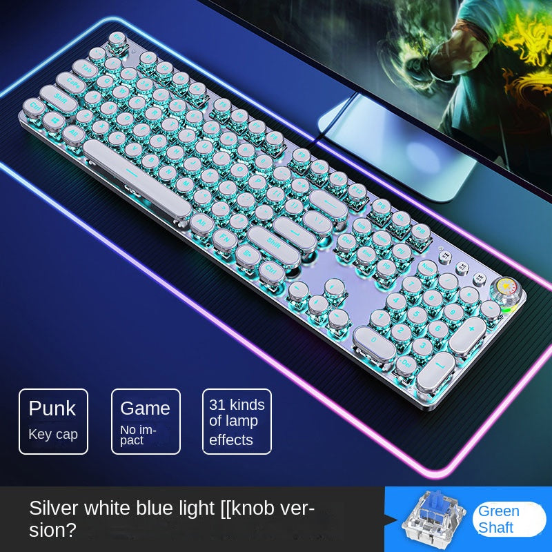 E-sports wired mechanical keyboard Metal key cap Mechanical shaft keyboard mouse headset Punk game keyboard mouse