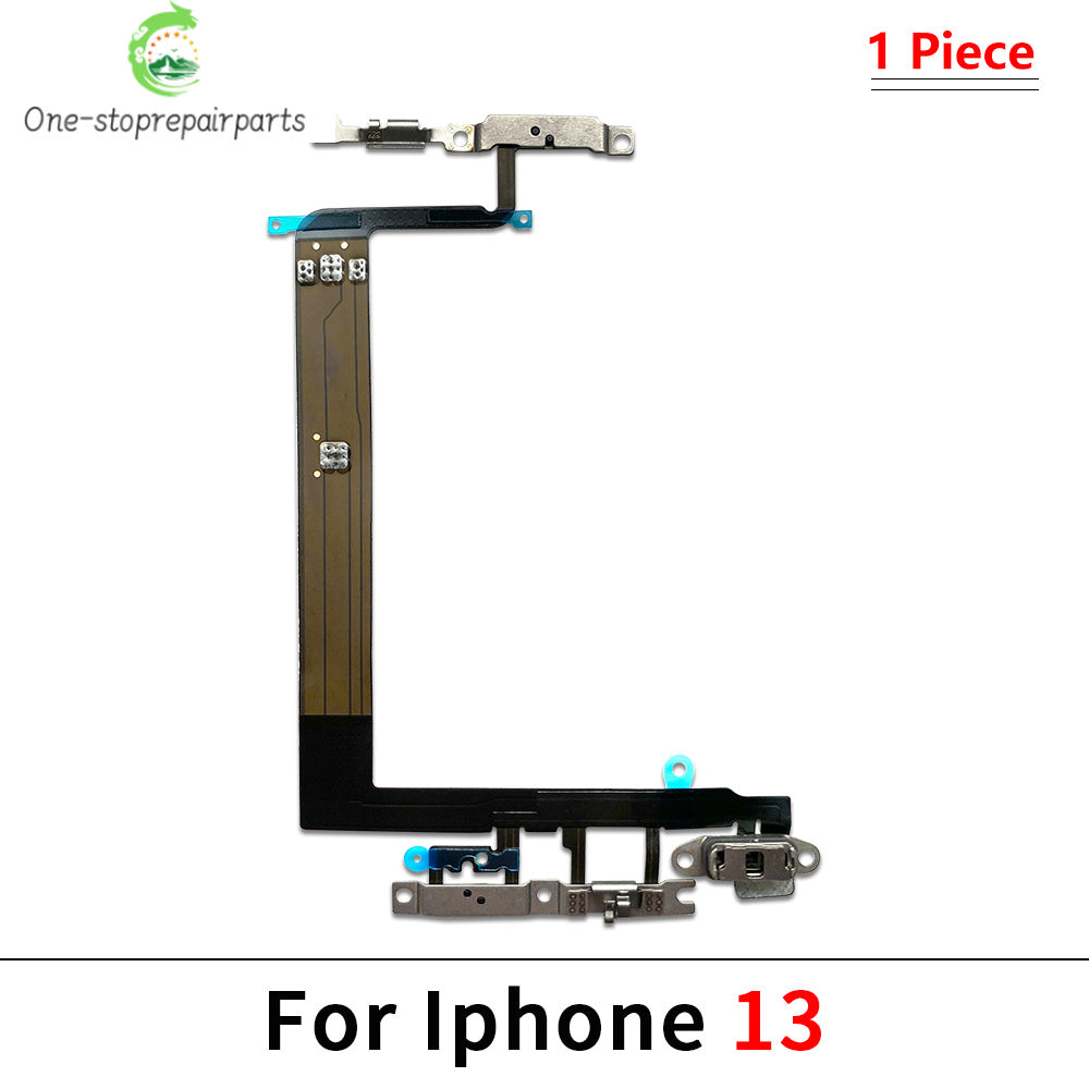 New For iPhone 13 14 15 Pro Max Mini Plus Power Volume Buttons Key Switch Flex Cable With Metal Material Replacement Parts iPhone phone repair parts