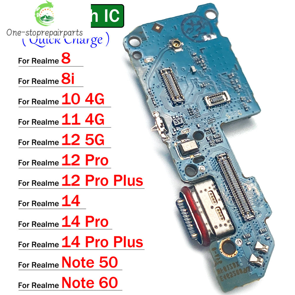 New For OPPO Realme 8 8i 10 11 12 14 Pro Plus Note 50 60 4G 5G USB Charge Port Jack Dock Connector Charging Board Flex Cable Realme phone repair parts