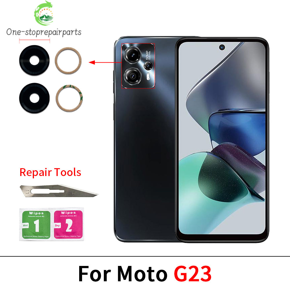 100Pcs, Back Rear Camera Glass Lens With Adhesive For Moto G22 G32 G42 G52 G62 G13 G23 G53 G73 G14 G24 G34 G54 G84 G04 G82 5G Motorola phone repair parts