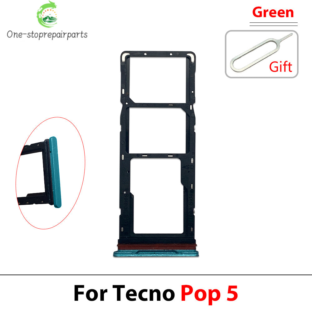SIM Card Tray Slot Holder Adapter Accessories For Tecno Pop 5 6 7 Pova 2 3 4 5 Neo Pro Tecno phone repair parts
