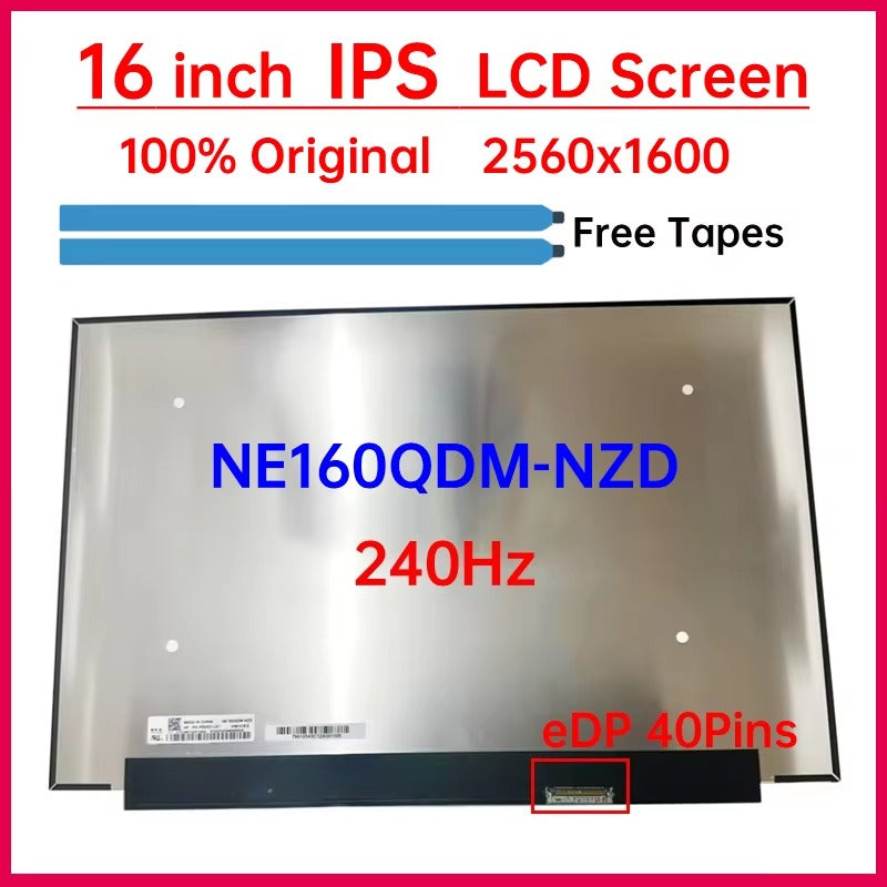 16 Inch 240Hz Laptop LCD Screen NE160QDM NZD NE160QDM-NZD V18.0 Display Matrix Panel Replacement 2560x1600 eDP 40 Pins Non-Touch Laptop screen replacement