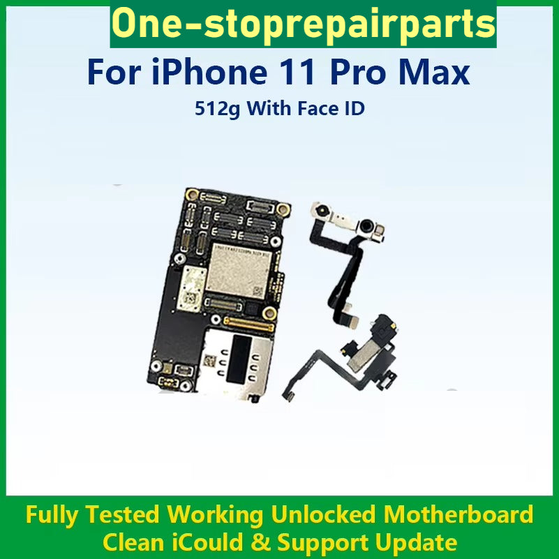 Fully Tested Working Well Motherboard For iPhone 11 Pro Max With/Without Face ID Cleaned iCloud And Support Update Logic Board iPhone phone repair parts