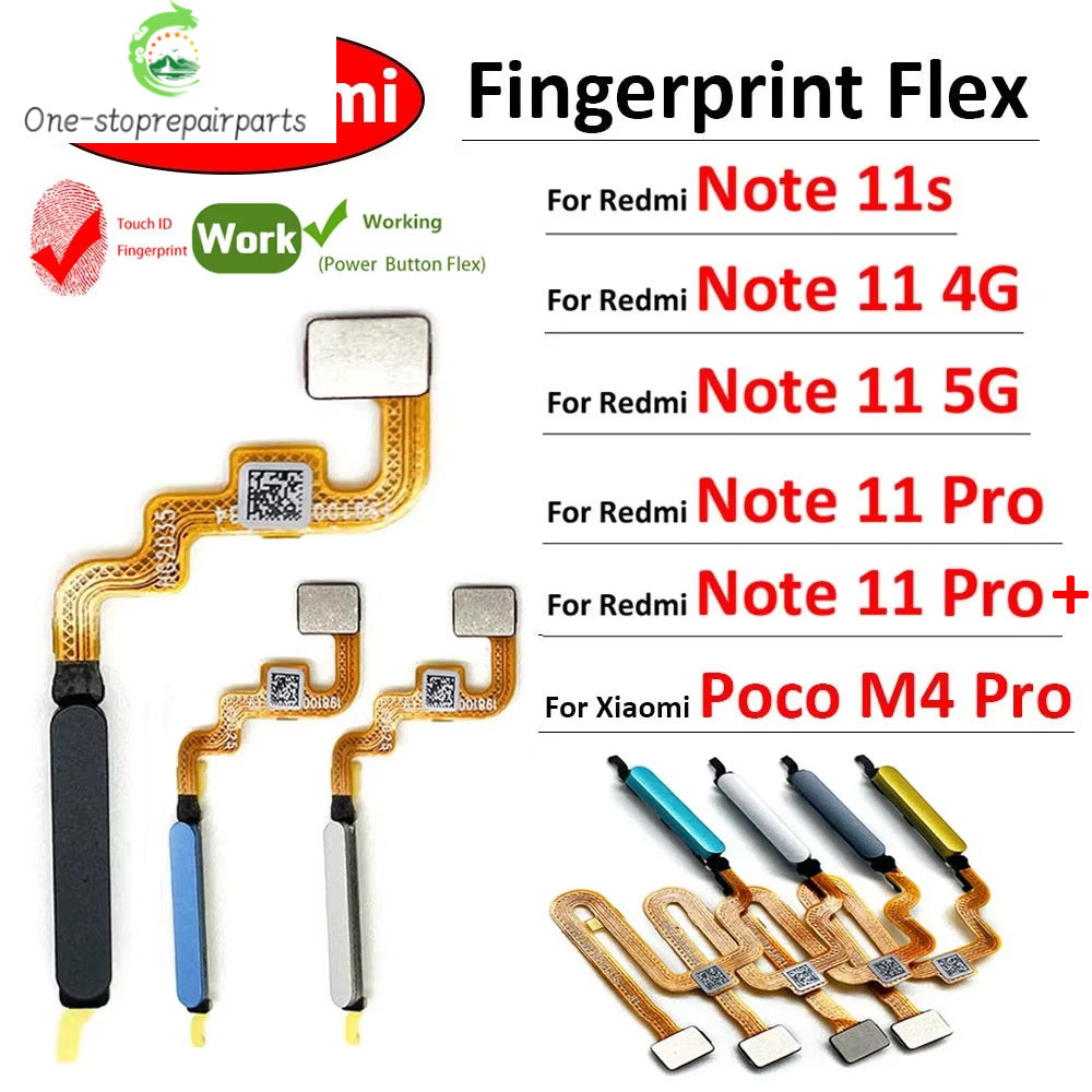 New Home Button FingerPrint Touch ID Sensor Flex Cable For Xiaomi Poco M4 Pro 4G 5G / Redmi Note 11 11s Pro Plus 4G 5G  Xiaomi  Xiao mi phone repair parts