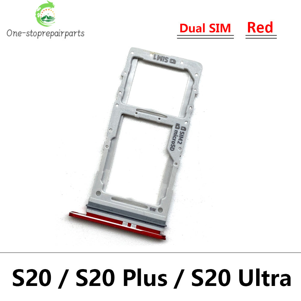 New Single Dual SIM Card Tray  For Samsung  S20 Plus Ultra Sim Slot Holder Replacement Parts Black / Blue / Grey