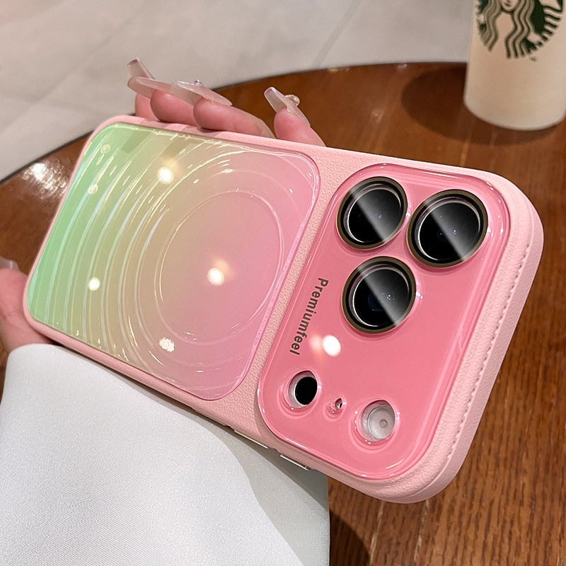 Ice ripple pattern heat dissipation for iPhone 17promax mobile phone case iPhone16 seconds becomes larger, the window gradually changes, smudging women's protective case 15pro niche case Phone accessories
