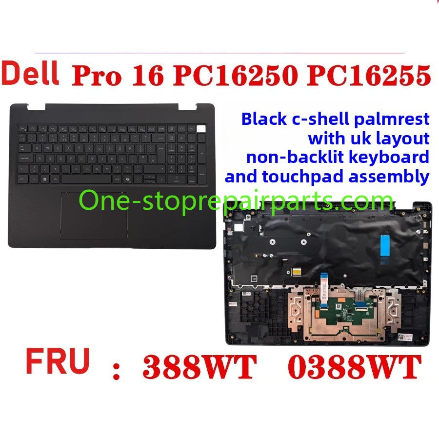 Cover case Keyboard for Dell Pro 16 PC16250 PC16255 Cover case for Dell Pro 16 PC16255 PC16250 LCD Back Cover Bezel frame topcase palmrest upper bottom HINGE 0V1T1X 0388WT 0Y55N3 099TK0 006R8M Dell laptop repair parts