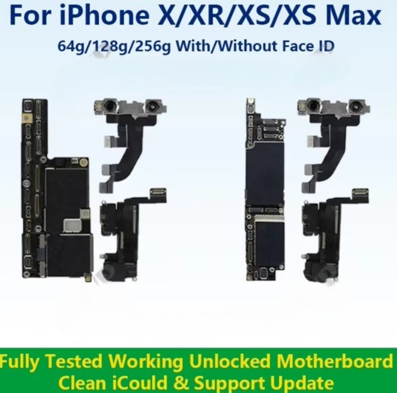 100%Working Mainboard For iPhone X/XR/XS Max With Face ID Fully Tested Cleaned iCloud And Unlocked Motherboard Fast Shipping  iPhone phone repair parts