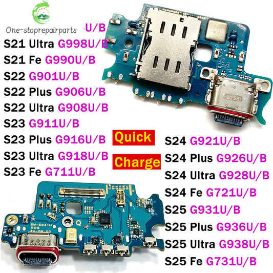 USB Charger Charging Dock Port Connector Flex Cable For Samsung S21 S22 S23 S24 S25 S26 Plus Ultra Fe 5G S911B S911U S921B Samsung phone repair parts
