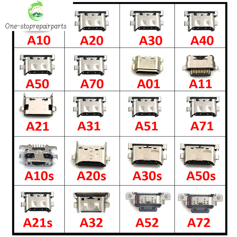 100Pcs Charger USB Charging Port Dock Connector For Samsung A20 A30 A50 A70 A51 A21s A01 A30s A20s A50s A11 A21 A31 A52 A02s A32 Samsung phone repair parts