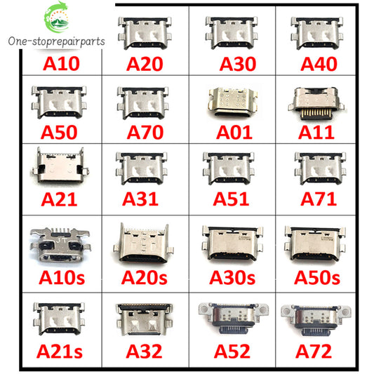 100Pcs Charger USB Charging Port Dock Connector For Samsung A20 A30 A50 A70 A51 A21s A01 A30s A20s A50s A11 A21 A31 A52 A02s A32 Samsung phone repair parts