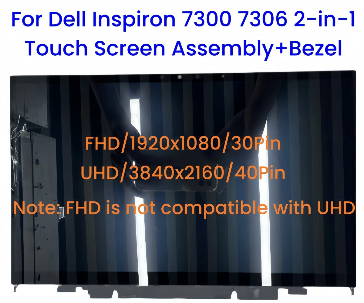 13.3-Inch For Dell Inspiron 7300 7306 2-in-1 p124g p124g001 p125g p125g001 LCD Touch Screen Assembly With Bezel Dell laptop repair parts