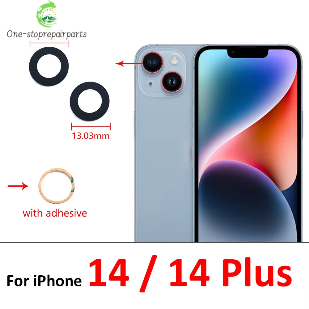 10Pcs, Camera Glass Lens Back Rear Camera Glass Lens For iPhone 11 12 13 14 15 16 17 Pro Max Plus Mini With Sticker Adhesive iPhone phone repair parts