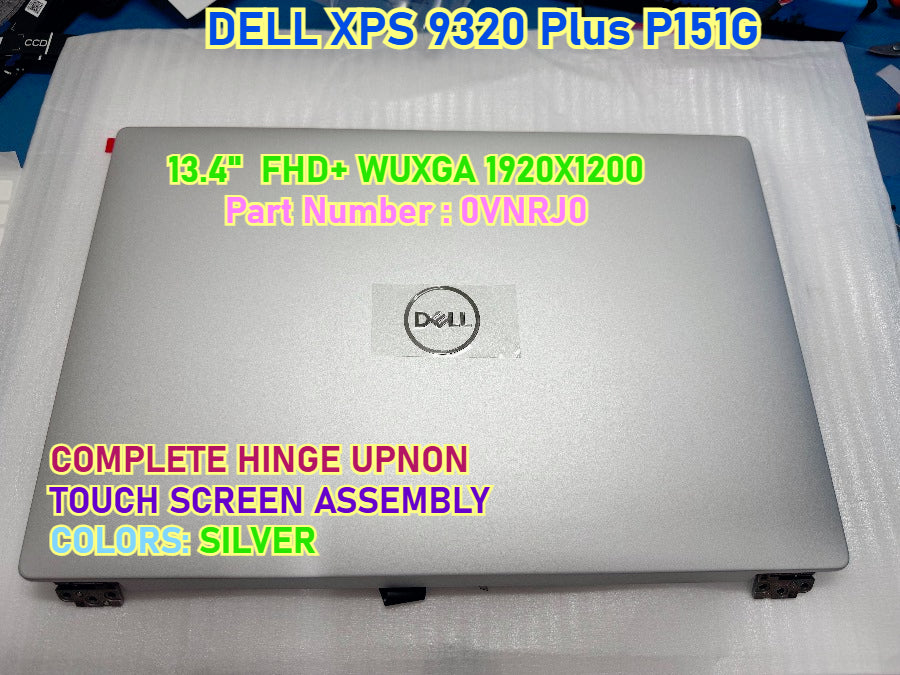 13.4" inch Dell XPS 9320 Plus LCD Touch Screen Assembly 07G0RW 09PG51 0VNRJ0 0YHWYD  029WPH 0VDDHK 0G1GMN 0D6X6W 0JXMV1 0XRYWH LP134WU1-SPB1 LP134WU1-SPA1 LQ134R1-SPB1 ATNA34XK04 LCD Screen Upper Half Kit Display Panel Dell laptop repair parts
