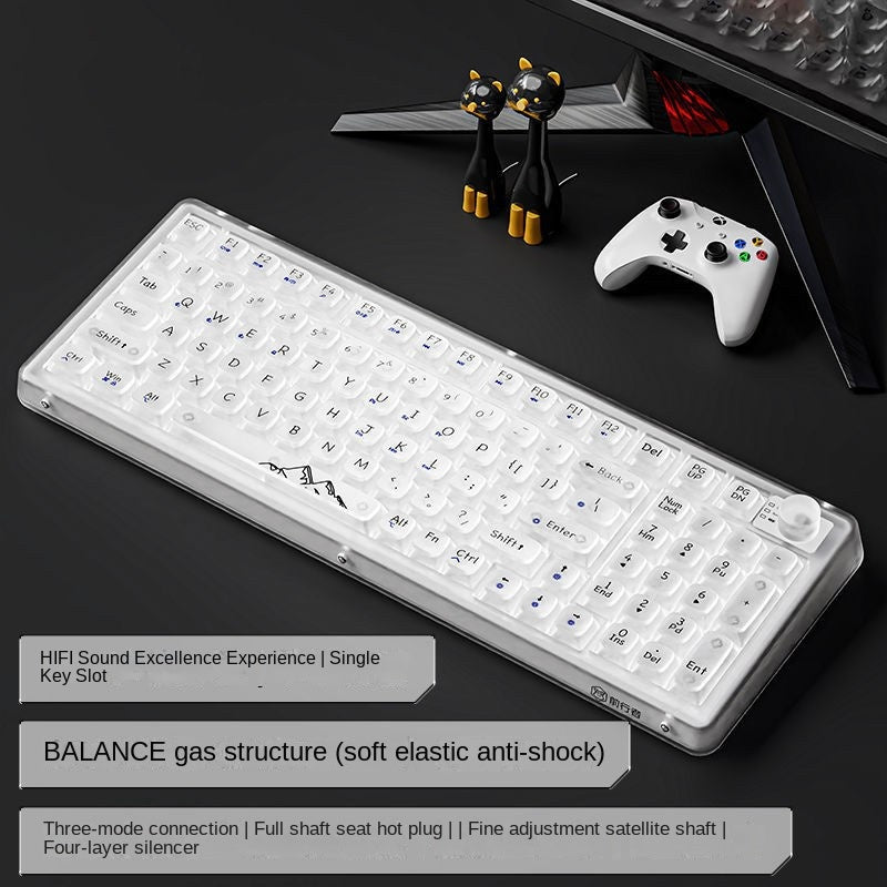 Accessories v99 transparent wireless bluetooth mechanical keyboard three-mode girls office game RGB customized display