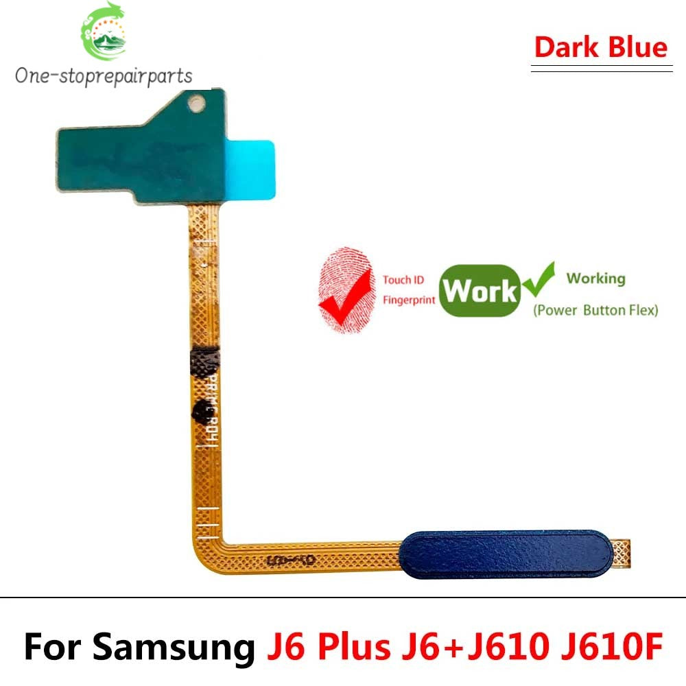 10Pcs/Lot, Home Button FingerPrint Touch ID Sensor Power Flex Cable Ribbon For Samsung J6 Plus J6+ J6plus J610 J610F Samsung phone repair parts