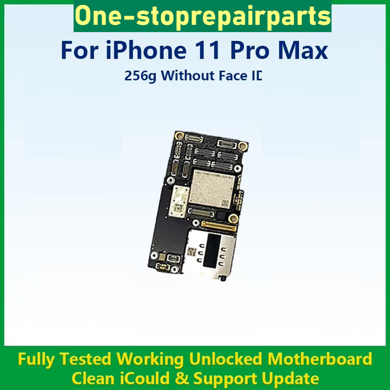 Fully Tested Authentic Motherboard For iPhone 11 Pro Max 64g/256g Unlocked Mainboard With Face ID Cleaned iCloud Fast Shipping iPhone phone repair parts