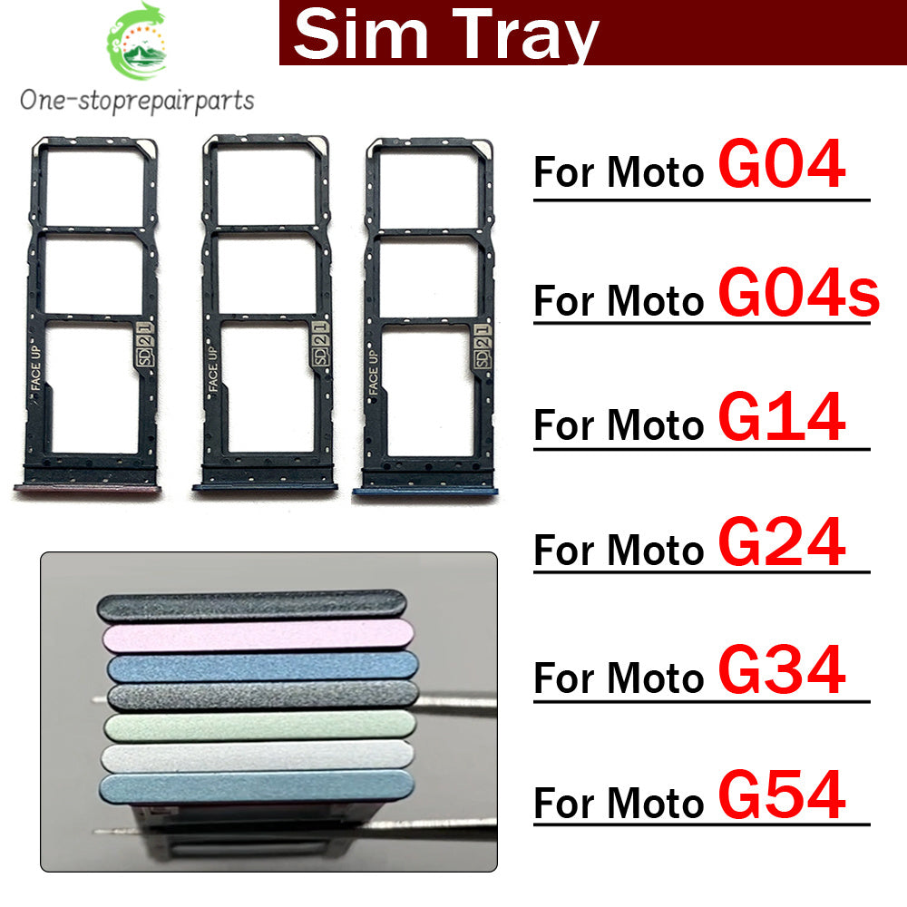 SIM Card Slot SD Card Tray Holder Adapter For Motorola Moto G04 G04s G14 G24 G34 G54 Motorola phone repair parts