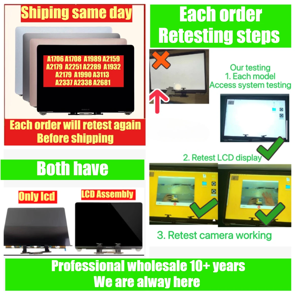 Lcd display screen panel for MacBook M5 A18 Pro 13-inch MacBook Neo Air Pro A3404 A3434 A3448 A3449 14" 15" 13" inch 2026 lcd screen repair