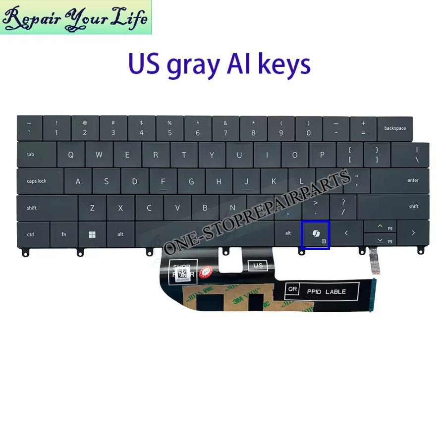 UK GB US English Keyboard Backlight For Dell XPS 14 9440 P184G 0P66PH P66PH 0DFRF5 Laptop Backlit Light Replacement Keyboards Dell laptop repair parts