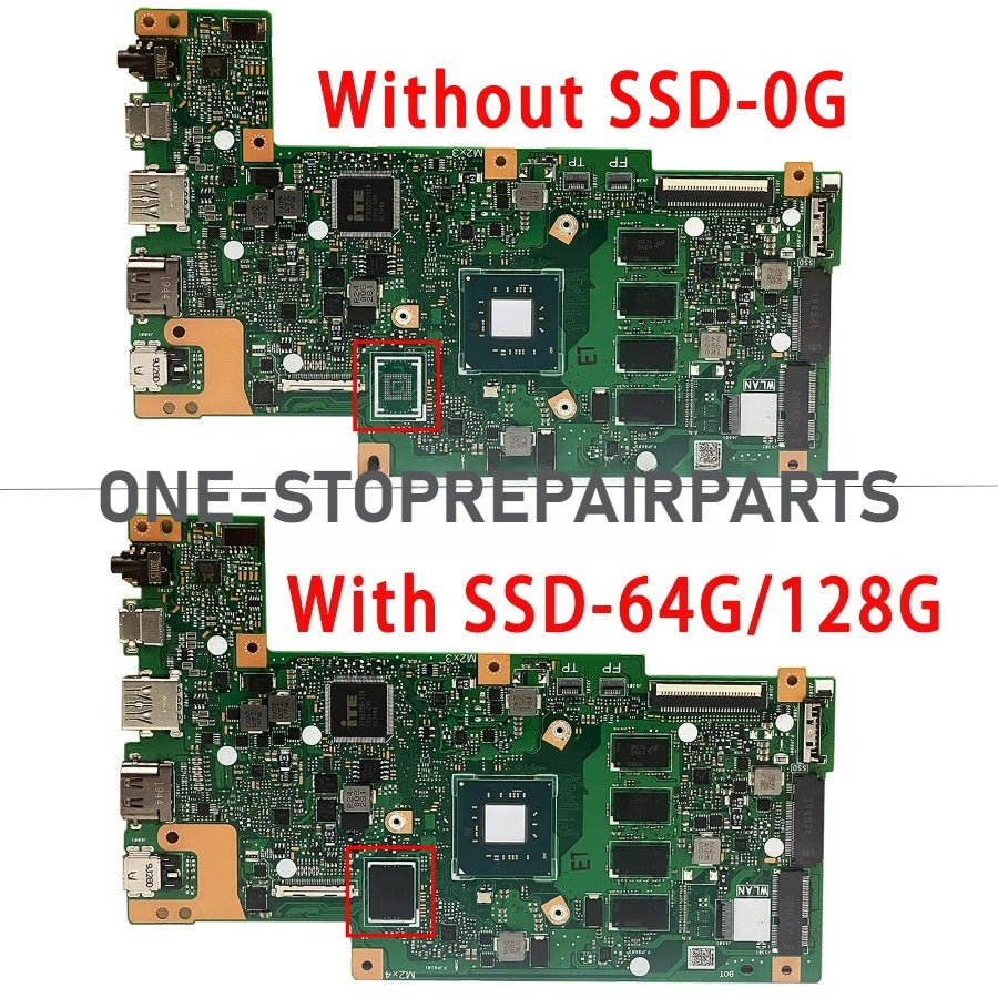 For ASUS Mainboard E510MA Laptop Motherboard Vivobook E510M CPU N4020 N4120 N5030 4GB 8GB RAM 0G/32G/64G/128G-SSD 100% Tested ASUS laptop repair parts