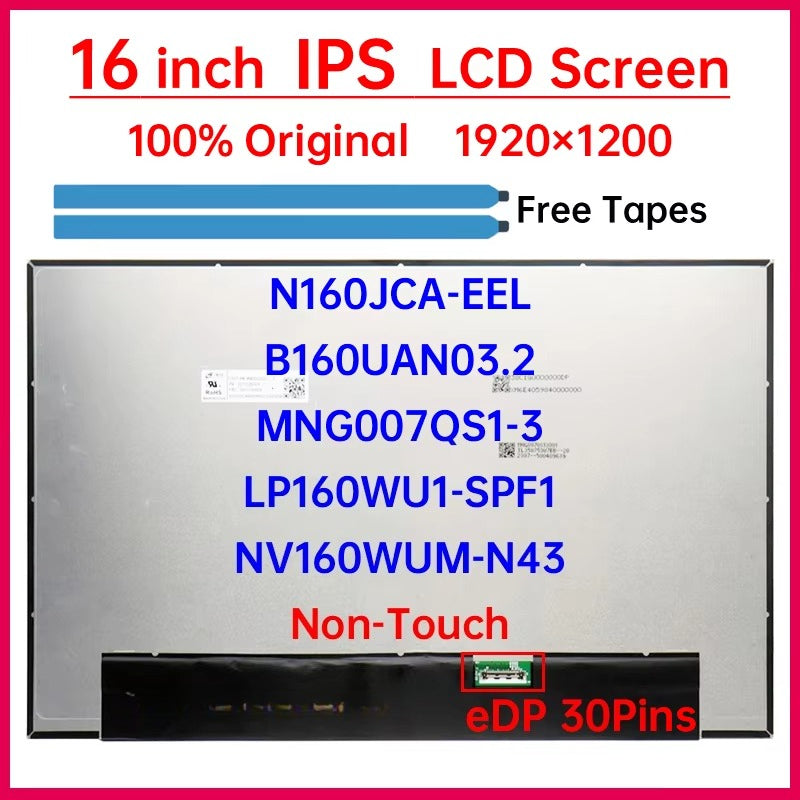 16 Inch LCD Screen NV160WUM-N43 MNG007QS1-3 N160JCA-EEL B160UAN03.2 LP160WU1-SPF1 Display Matrix Panel Replacement Non-Touch Laptop screen replacement