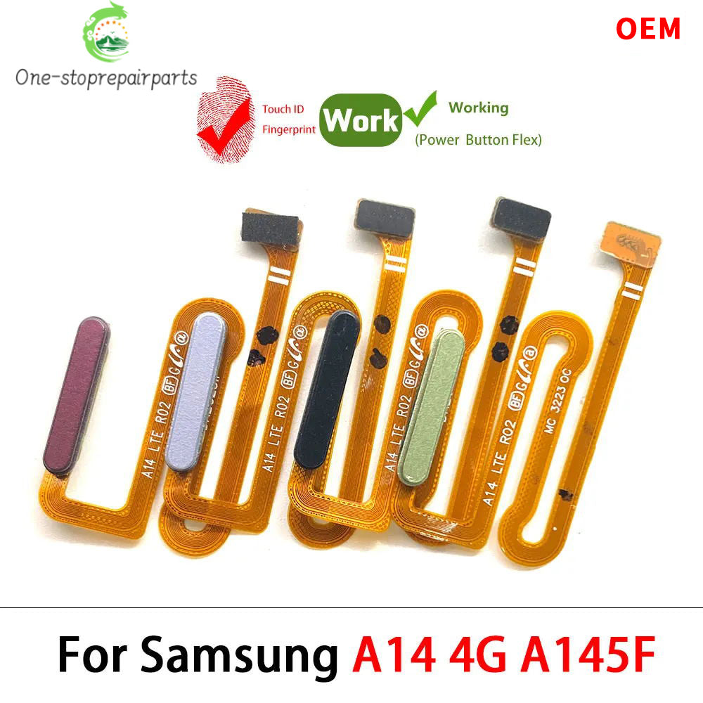10Pcs, For Samsung A14 4G 5G A145F A145P A146B A146P Fingerprint Sensor Home Return Key Menu Button Flex Cable Samsung phone repair parts