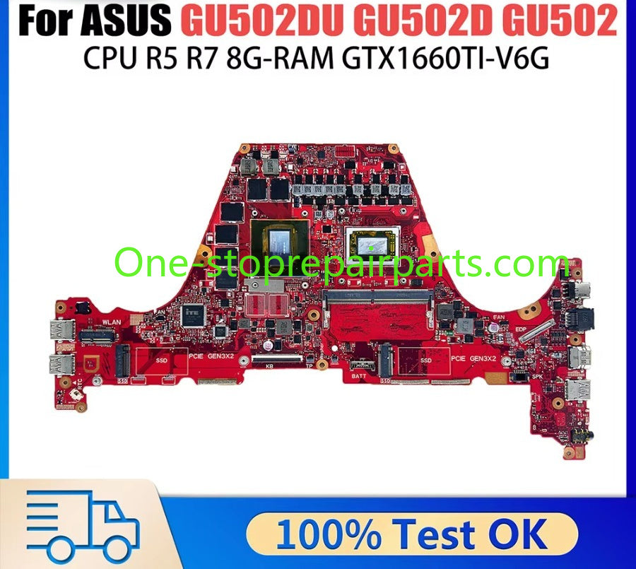 For ASUS HighPerformance Mainboard GU502DU Laptop Motherboard GA502 GU502D GA502DU CPU R5 R7 8GB 16GB RAM GTX1660Ti 100% Tested ASUS laptop repair parts