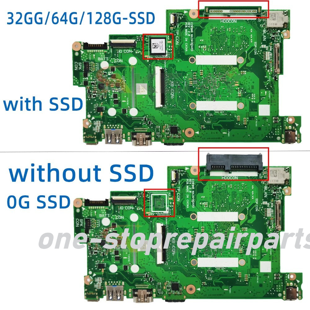 E203MA N4000 N5000 CPU 2GB/4GB-RAM 0GB/64GB-SSD Mainboard For ASUS E203M E203MAR E203MAS L203MA W203MA R203MA E203NA Motherboard ASUS laptop repair parts