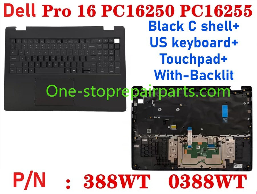 Cover case for Dell Pro 16 PC16250 PC16255 0D45TN 04TV1R 0FJ6FY 02XHM1 099TK0 02882N 0HNP7J 02XHM1 0GJX2F 0C8CKC 0964DF 0DR9PF 0HHMCK 0F9V30 0388WT 0H3K5C 0HR42X 01378G Lcd back housing bezel palmrest bottom lower cover hinge Dell laptop repair parts