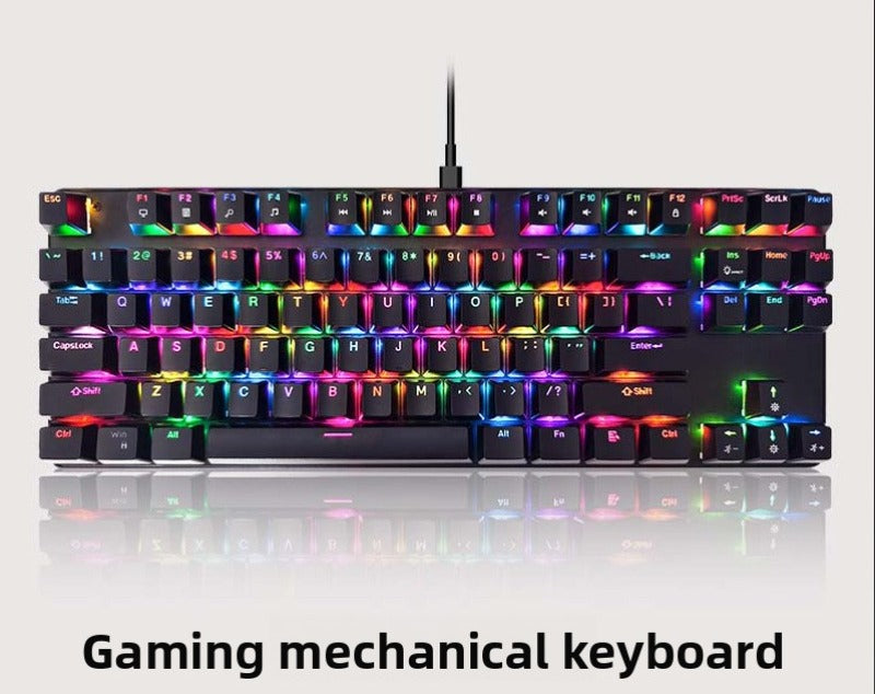 87-key true mechanical keyboard with mixed light RGB plug enhances the appearance level and is suitable for e-sports, office games and other uses