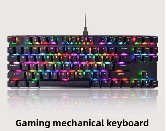 87-key true mechanical keyboard with mixed light RGB plug enhances the appearance level and is suitable for e-sports, office games and other uses