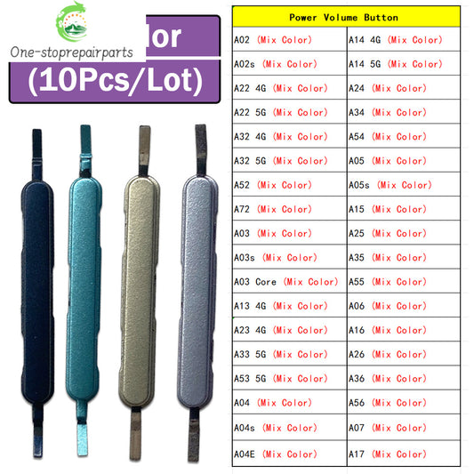 10Pcs, Volume Power Button Side Key For Samsung A22 A32 A52 A72 A13 A33 A53 A14 A24 A34 A05 A15 A25 A35 A06 A26 A36 A16 A07 A17 Samsung phone repair parts